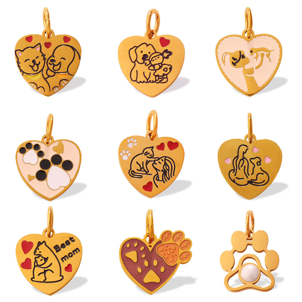 Cute Pet Series Stainless Steel Gold Color Waterproof&Anti-tarnish Women's Pendants Picture5