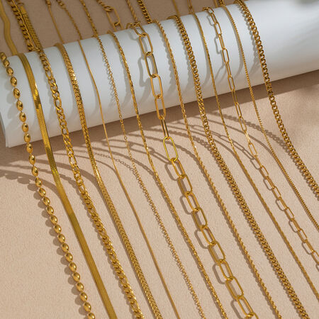 1 Piece Chain Stainless Steel Waterproof Gold Color Chain Necklace