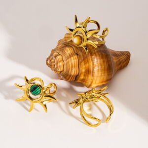 Designable Sun Natural Stone Stainless Steel Waterproof&Anti-tarnish Gold Color Women's Gemstone Rings h5 Picture3
