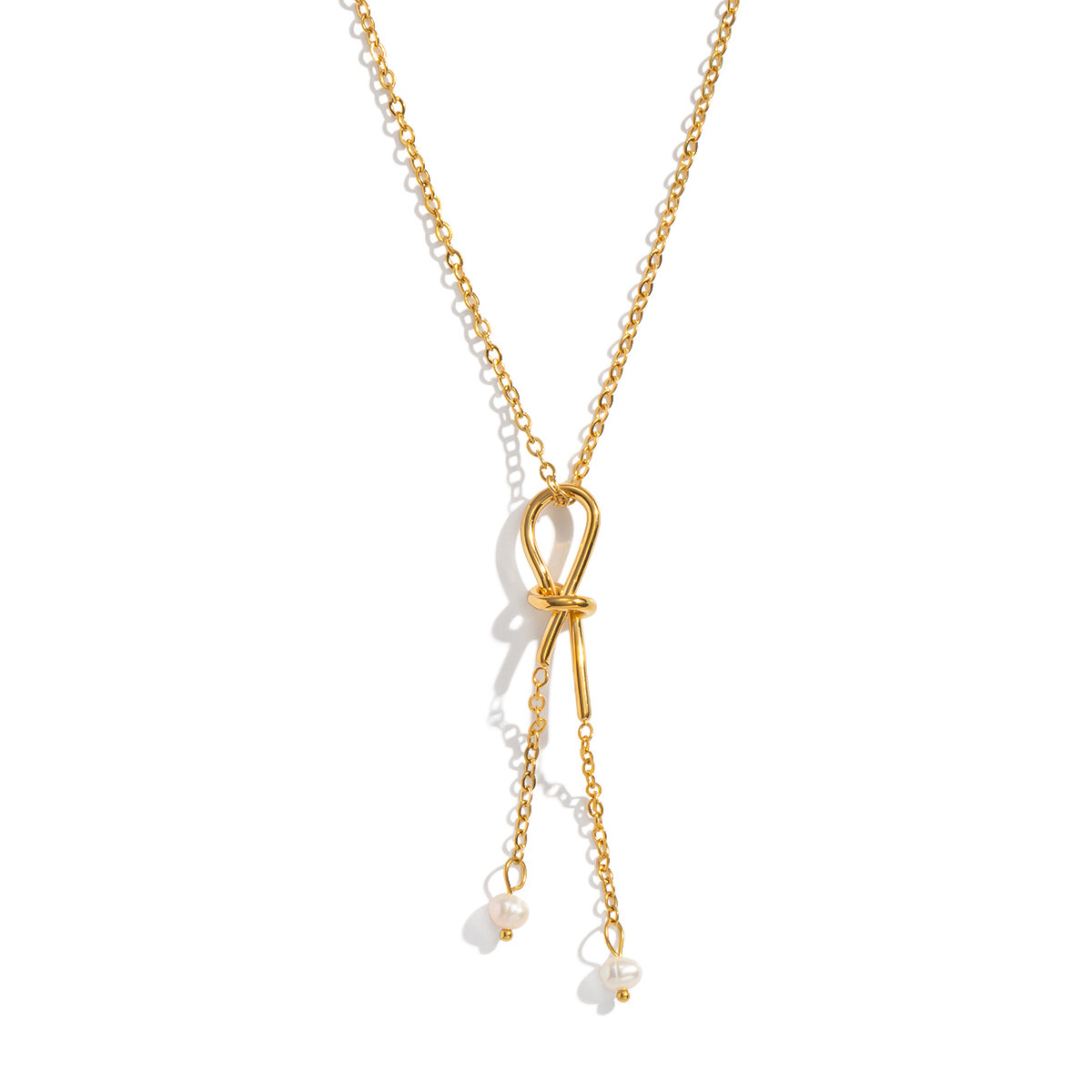 1 Piece Tassel Chain Stainless Steel Waterproof Gold Color Pearl Pendant Necklace Picture5
