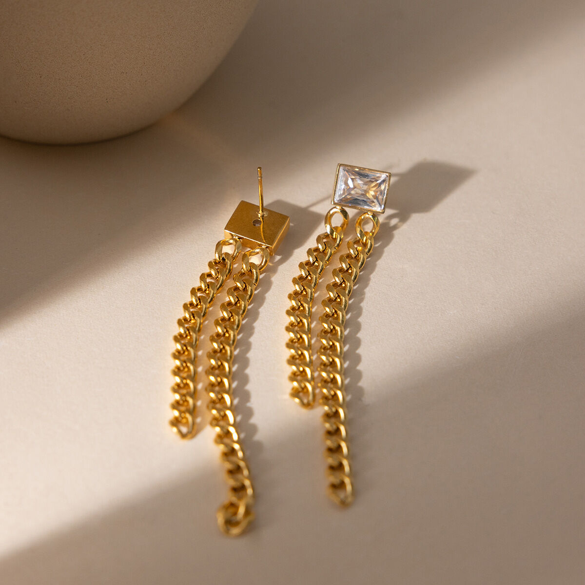 Luxurious Zircon Tassel Stainless Steel Waterproof&Anti-tarnish Gold Color Women's Dangle Earrings h5 Picture4
