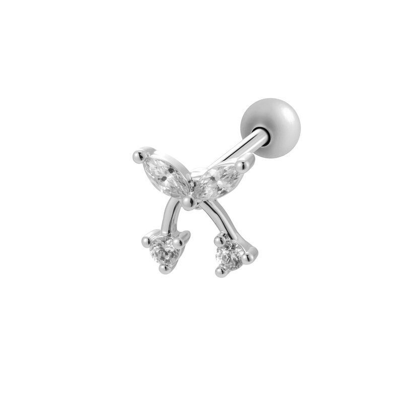 Sweet Bow Knot Copper Gold Color Zircon Waterproof&Anti-tarnish Women's Piercing Earrings h5 