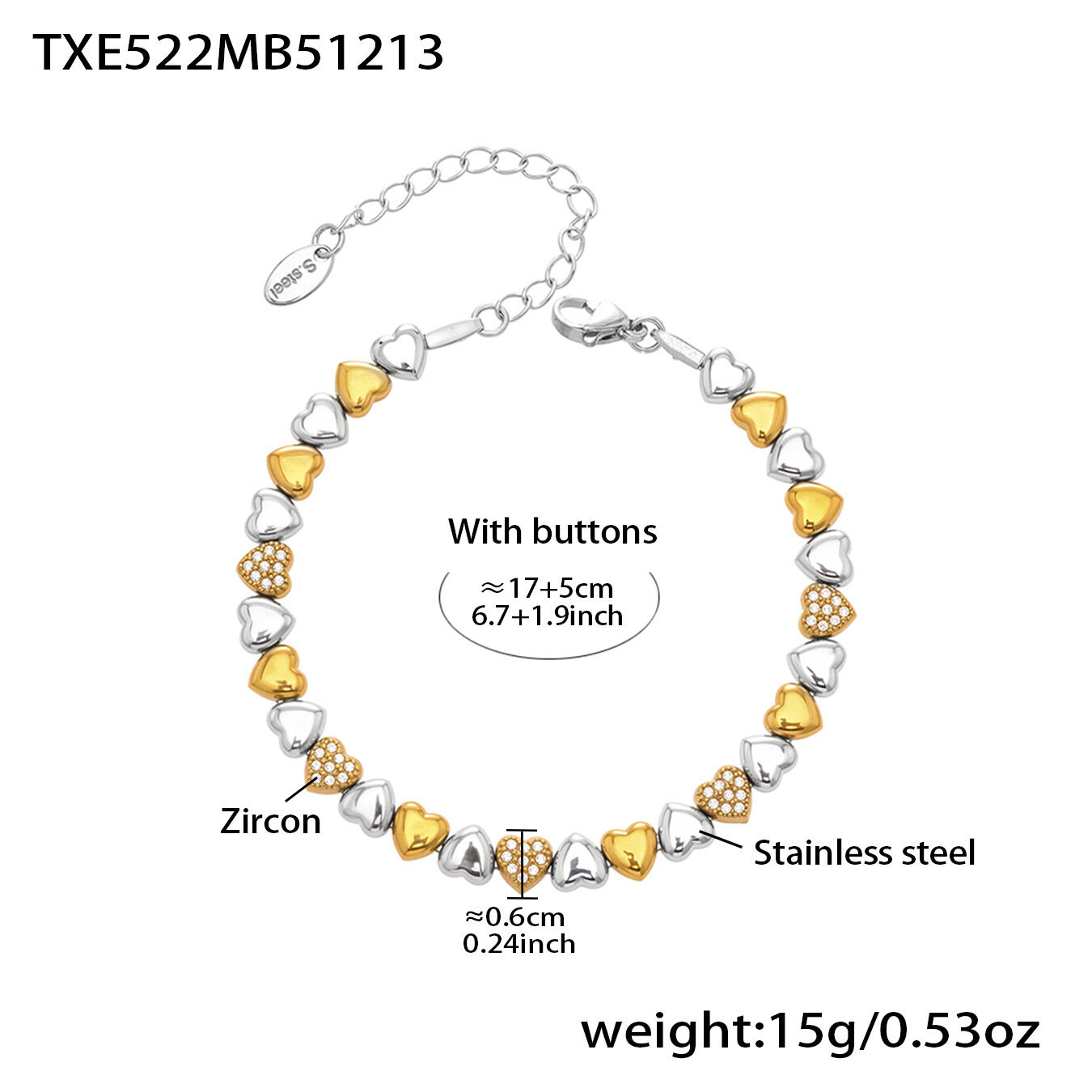 Txe522 - Color Block Bracelet 17+5Cm Picture2