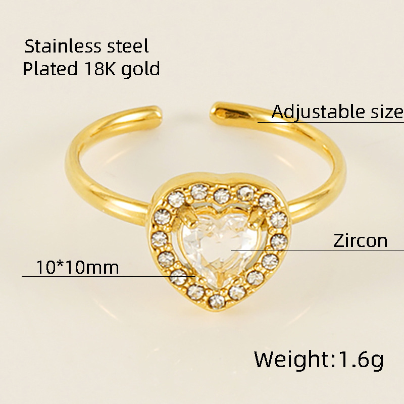 Anelli Da Donna Con Pietre Preziose, In Acciaio Inossidabile, Impermeabili, Color Oro, Con Zirconi, A Forma Di Cerchio, Brillanti E A Goccia Immagine2