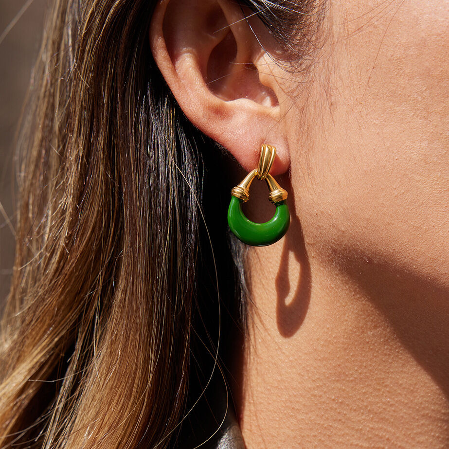 1 paar retro ronde oorbellen van roestvrij staal in gemengde kleuren, waterdicht en goudkleurig, voor dames. Afbeelding3