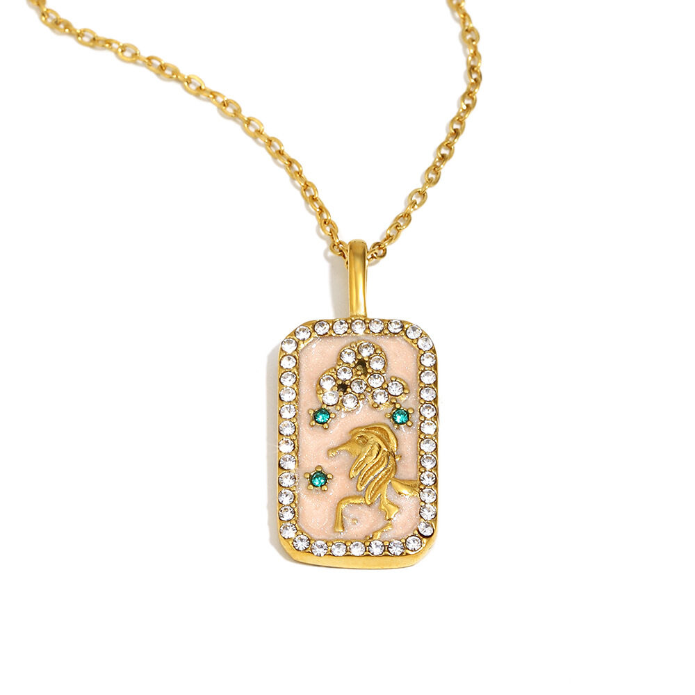 Oil-Dipped Diamond Zodiac Square - Gold - Leo Picture6
