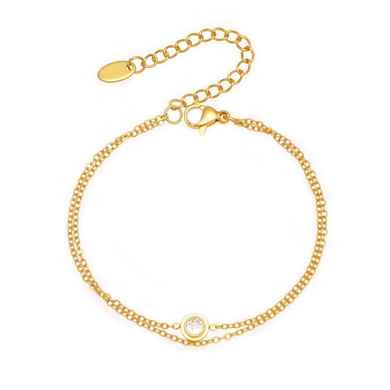 Simple Lightweight Zircon Stainless Steel Waterproof Anti - Tarnish Gold Color Women's Chain Bracelets h5 