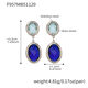 F957 - Blue Faceted Stone Steel Earrings Picture20