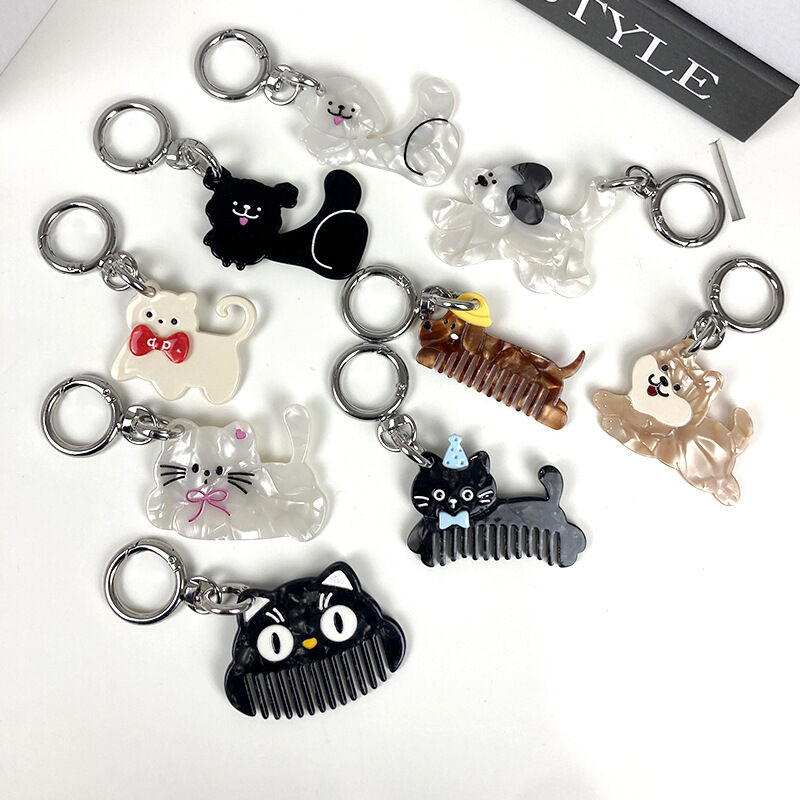 1 Piece Cute Cat Acetate Keychain