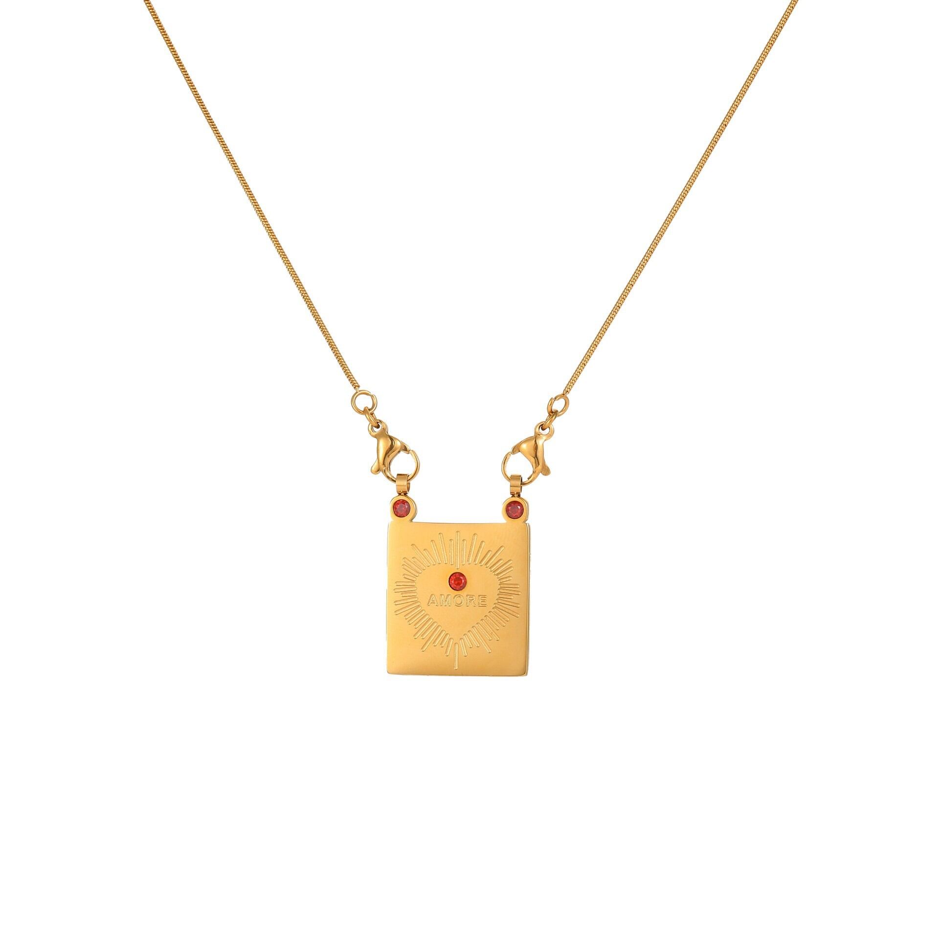Romantic Red Heart Stainless Steel Waterproof Anti - Tarnish Gold Color Women's Jewelry Sets Picture5
