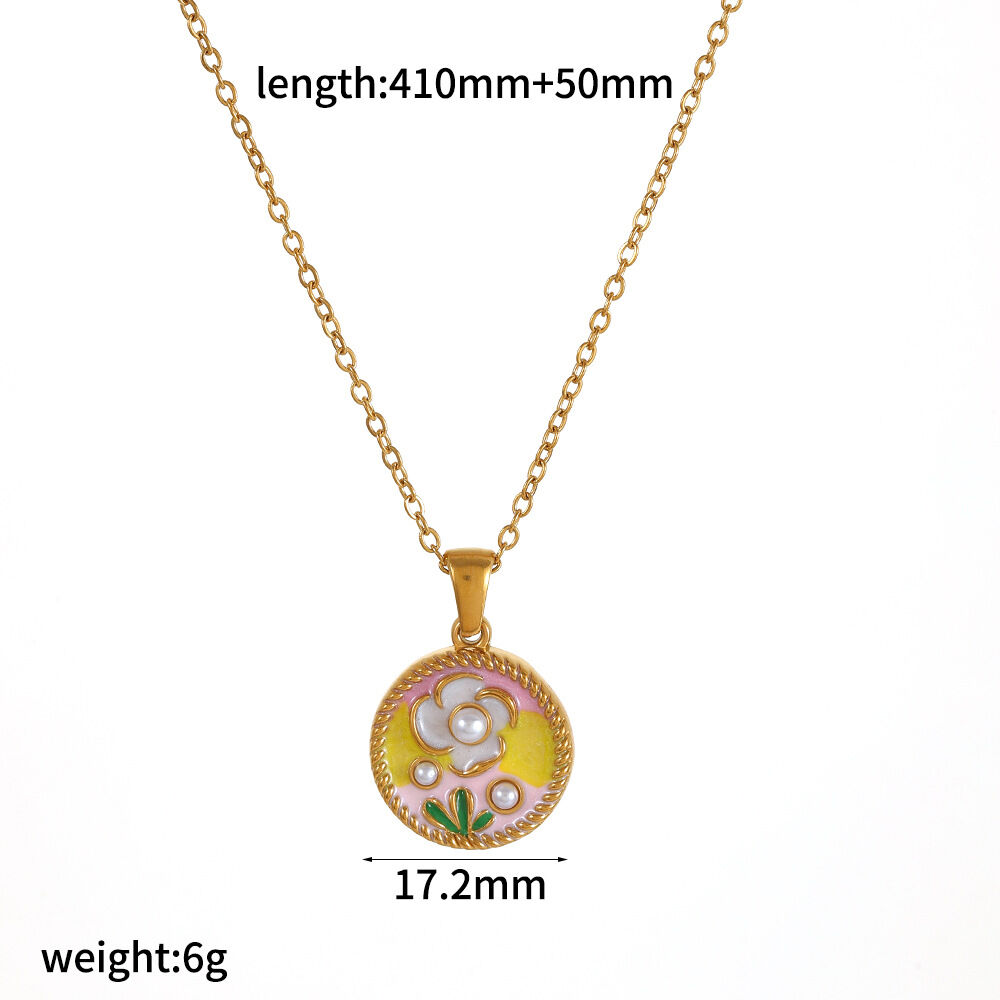 Traumhafte Herz-Anhänger-Halskette aus Edelstahl, wasserdicht, goldfarben, mit Blumenmotiv 