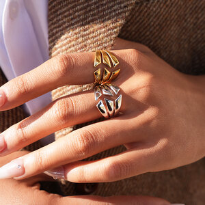 Daily Irregular Shape Stainless Steel Waterproof Gold Color Statement Rings h5 Picture5