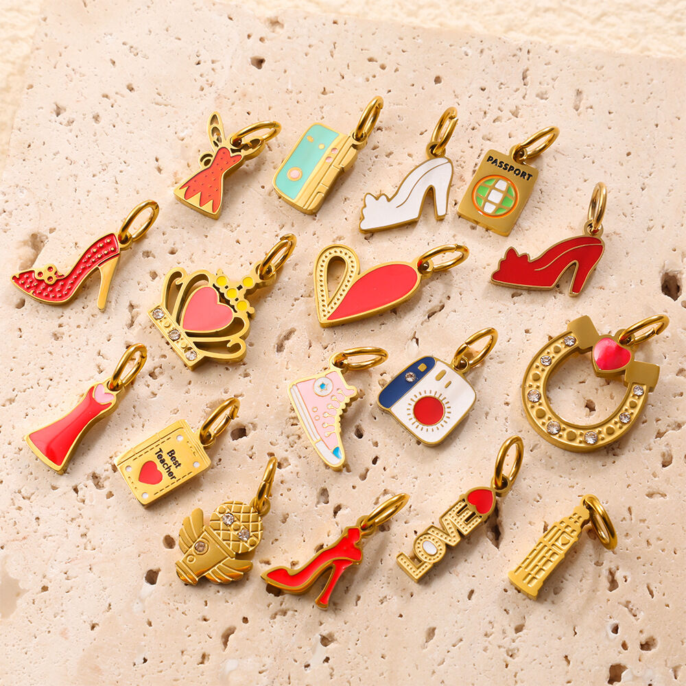 Designable High-heeled Shoes Stainless Steel Gold Color Waterproof&Anti-tarnish Women's Pendants