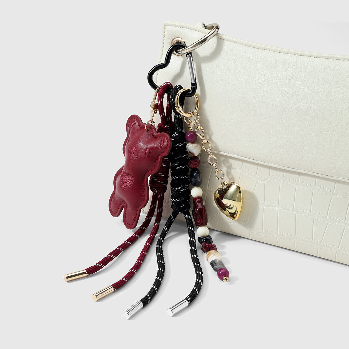 Exquisite Heart Bear Cartoon Leather Women's Bag Charms 2