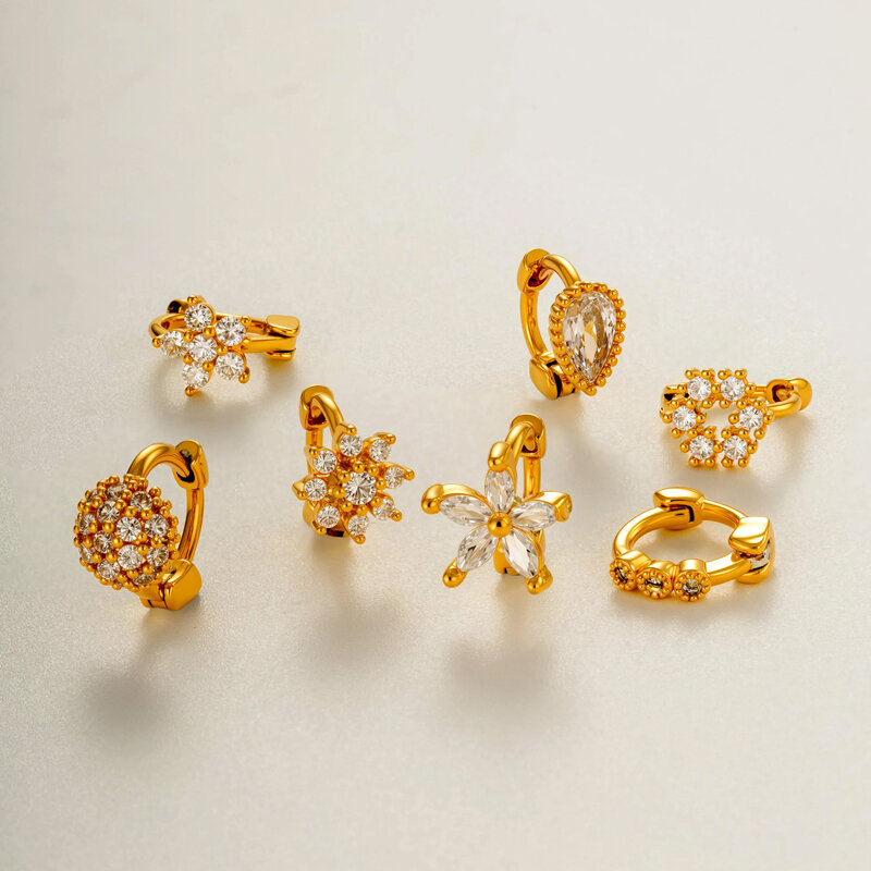 Orecchini a cerchio da donna in zircone color rame e oro
