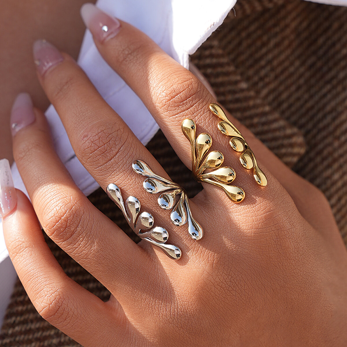Simple Series Daily Irregular Shape Stainless Steel Waterproof   Gold Color  Statement Rings