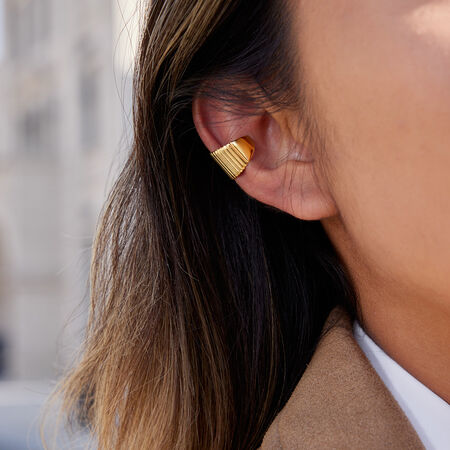 1 Pair Simple Lines Stainless Steel Waterproof Gold Color Women's Ear Cuffs 2