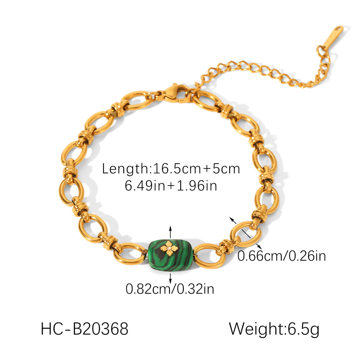 Herzförmiges Armband aus wasserdichtem Edelstahl in Goldfarbe mit Naturstein Zirkonia Bild2