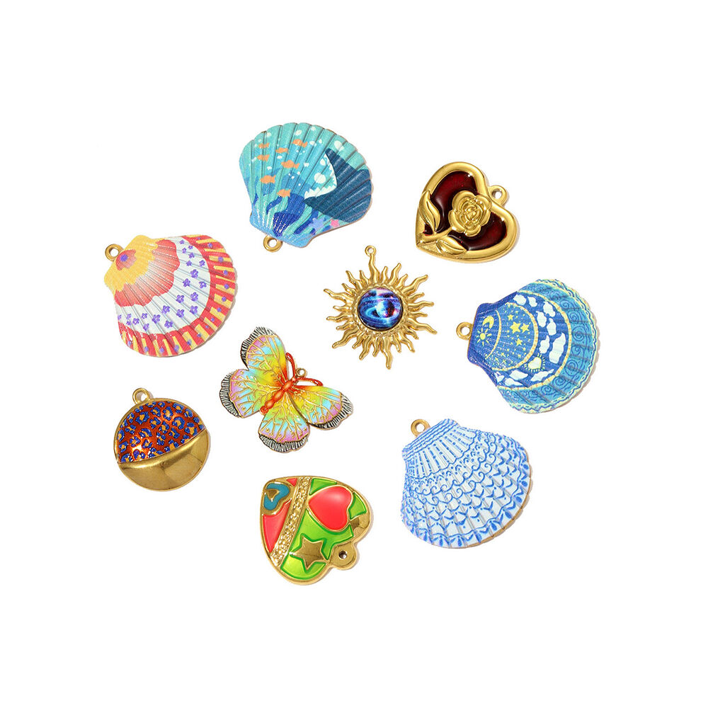 Colorful Shell Titanium Steel Gold Color Women's Pendants h5Picture5