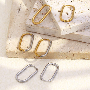 Classic Stainless Steel Waterproof Gold Color Basic Hoop Earrings h5 Picture3