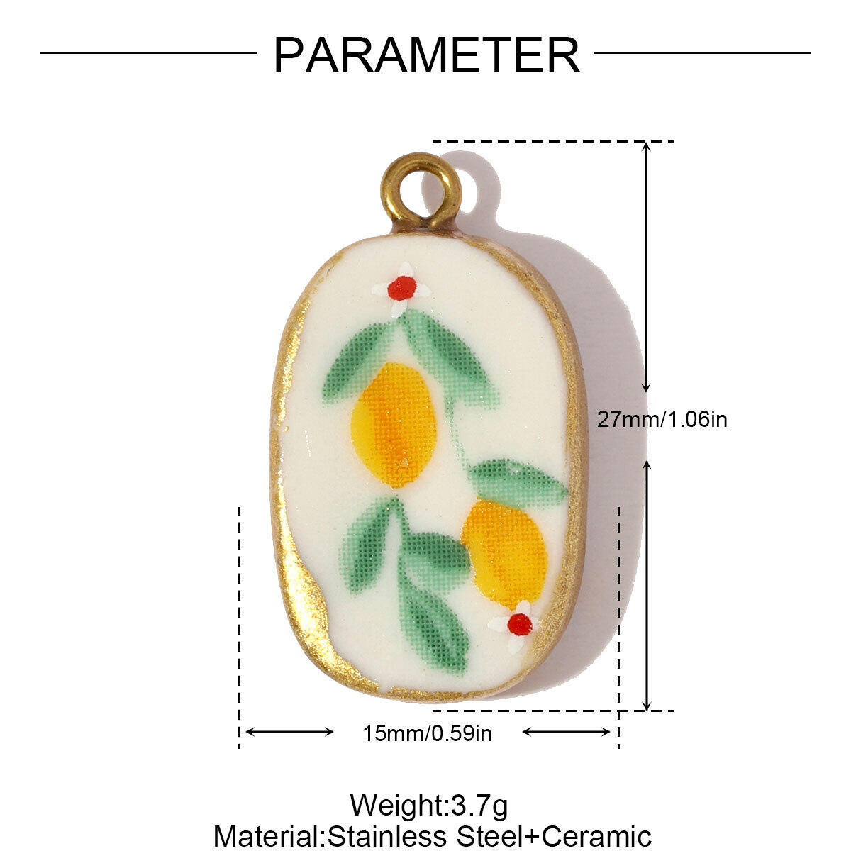 Vivid Natural Plant Ceramics Gold Color Women's Pendants h5 Picture2