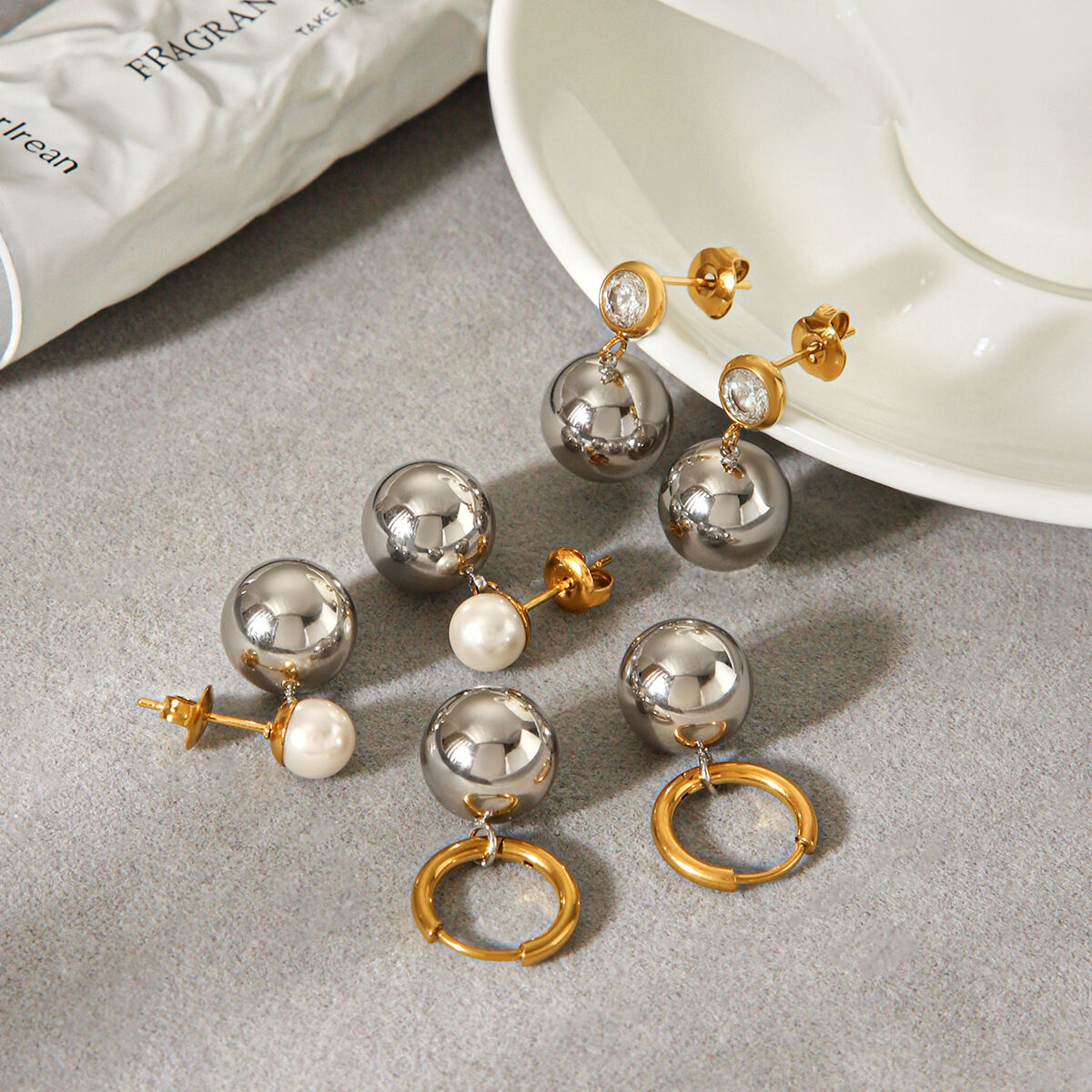 Stainless Steel Waterproof Mixed Color Drop Earrings