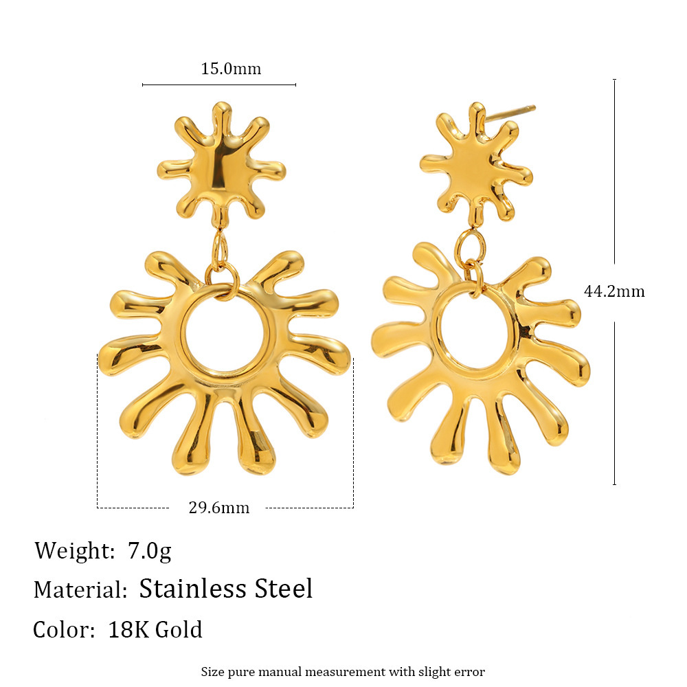Sun Shape Stainless Steel Waterproof Drop Earrings Picture2