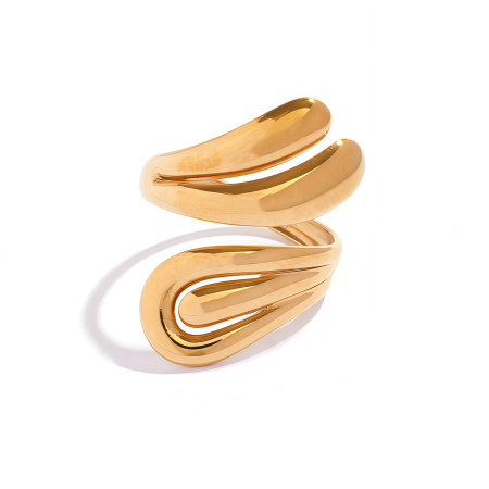 Anelli da donna minimalismo quotidiani in acciaio inossidabile, forma irregolare, impermeabili, color oro