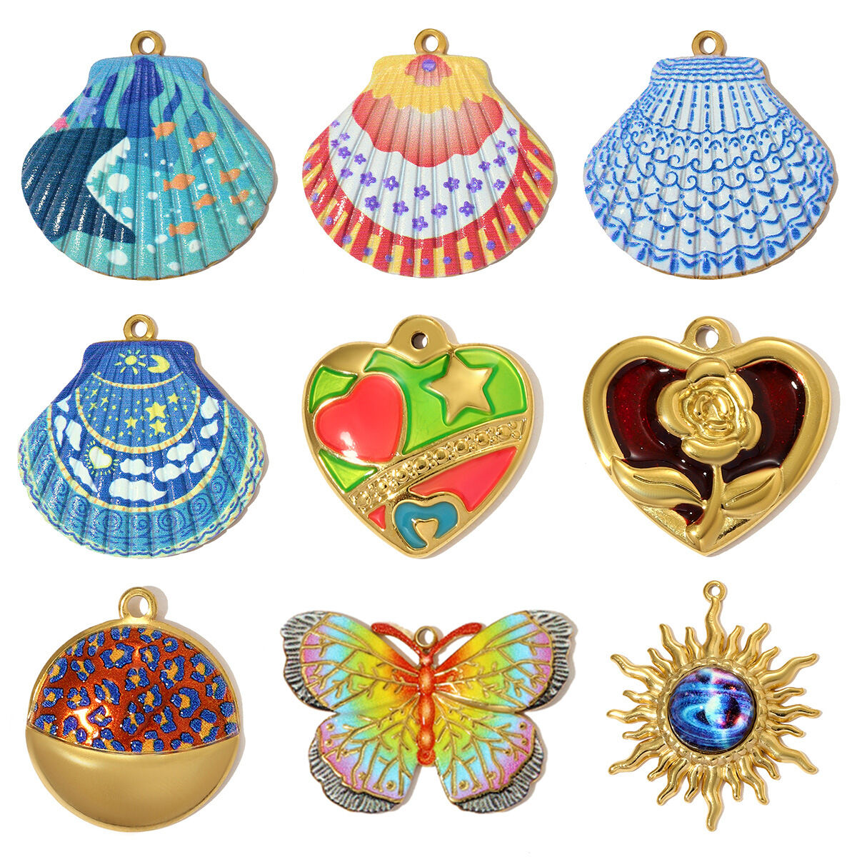 Colorful Shell Titanium Steel Gold Color Women's Pendants h5Picture6
