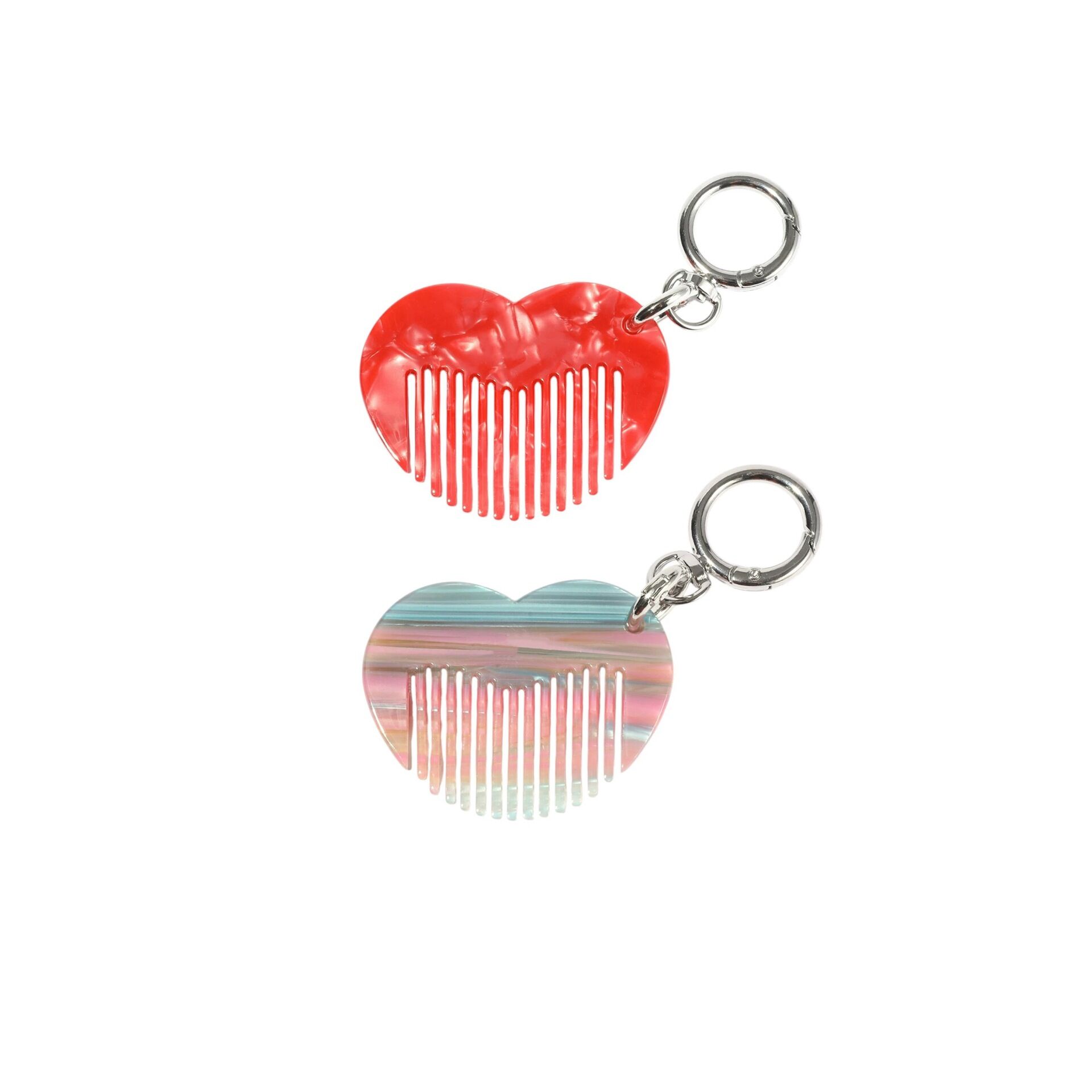 Sweet Heart Acetate Women's Bag Combs Charms