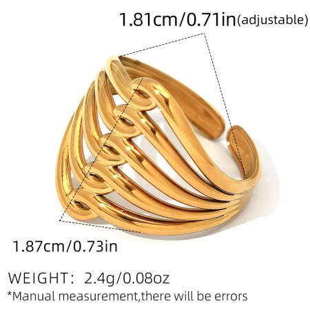 Anelli da donna semplici, di forma irregolare, in acciaio inossidabile, impermeabili, color oro