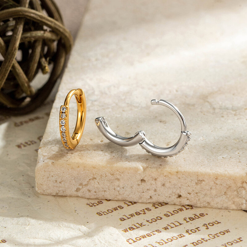 Durable Circle Copper Gold Color Zircon Women's Hoop Earrings h5Picture3