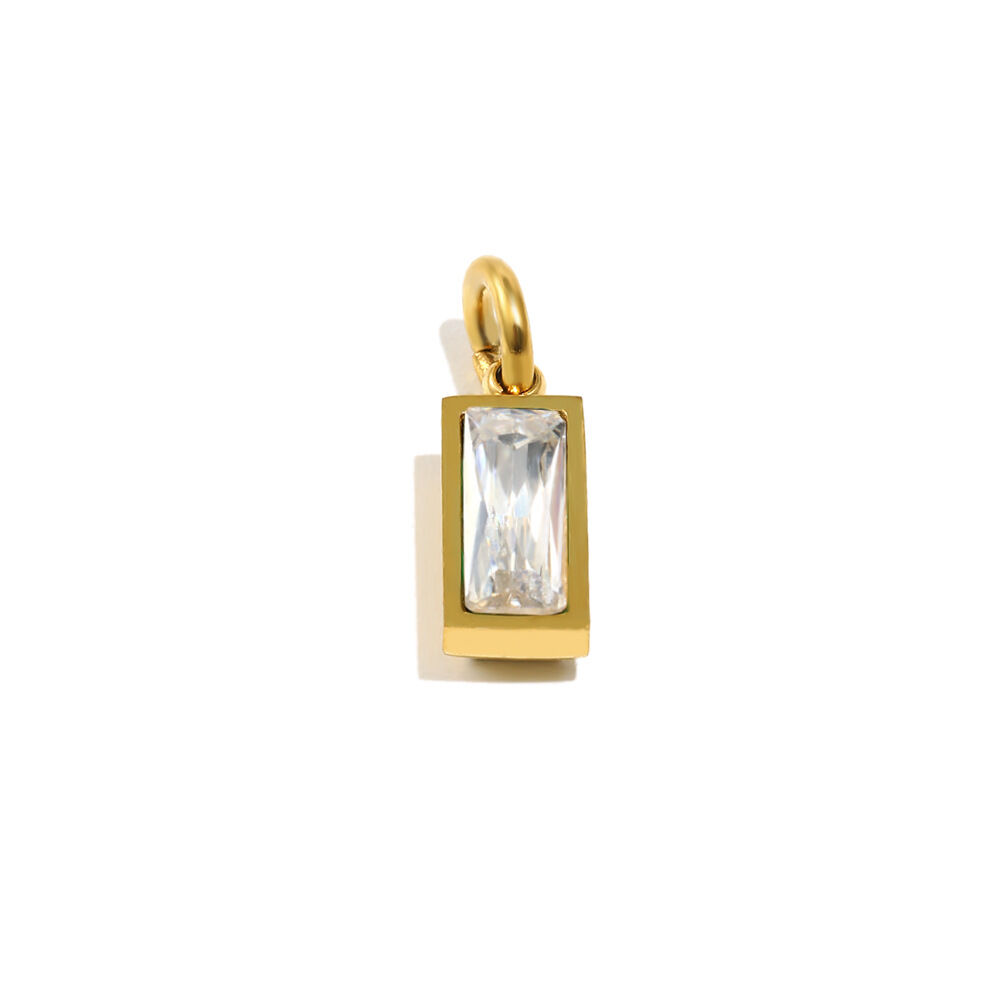 December Rectangular Birthstone Pendant - Gold - April Picture4