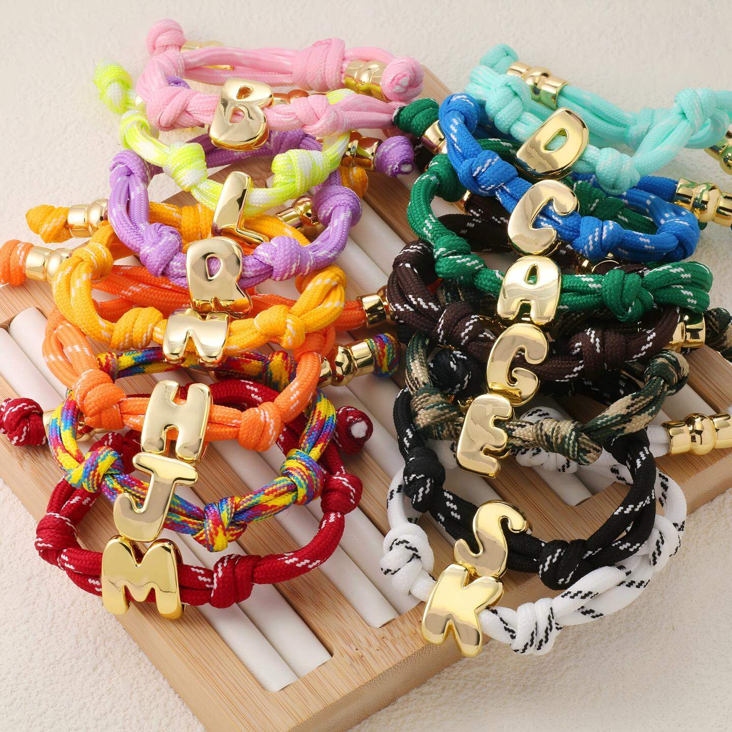 Chic DIY Letter Copper Women's Parachute Braided Bracelets