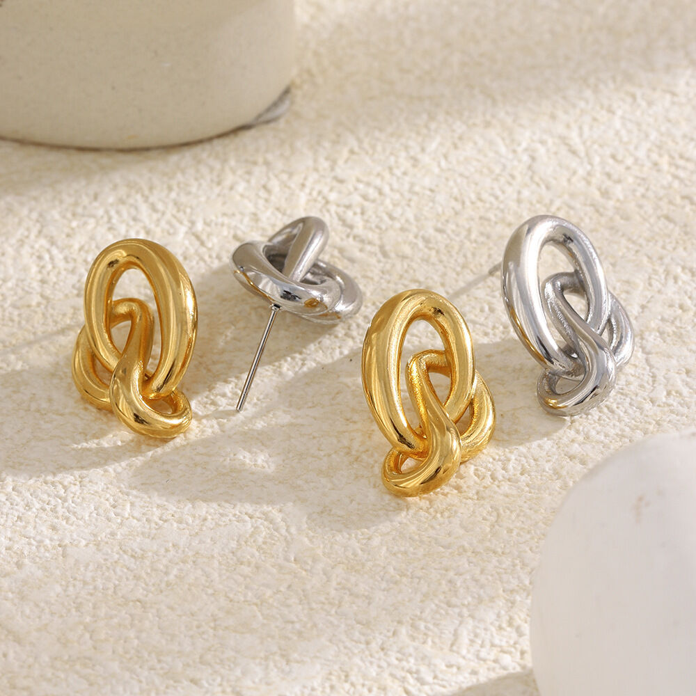 Knot Shape Stainless Steel Waterproof Stud Earrings Picture2