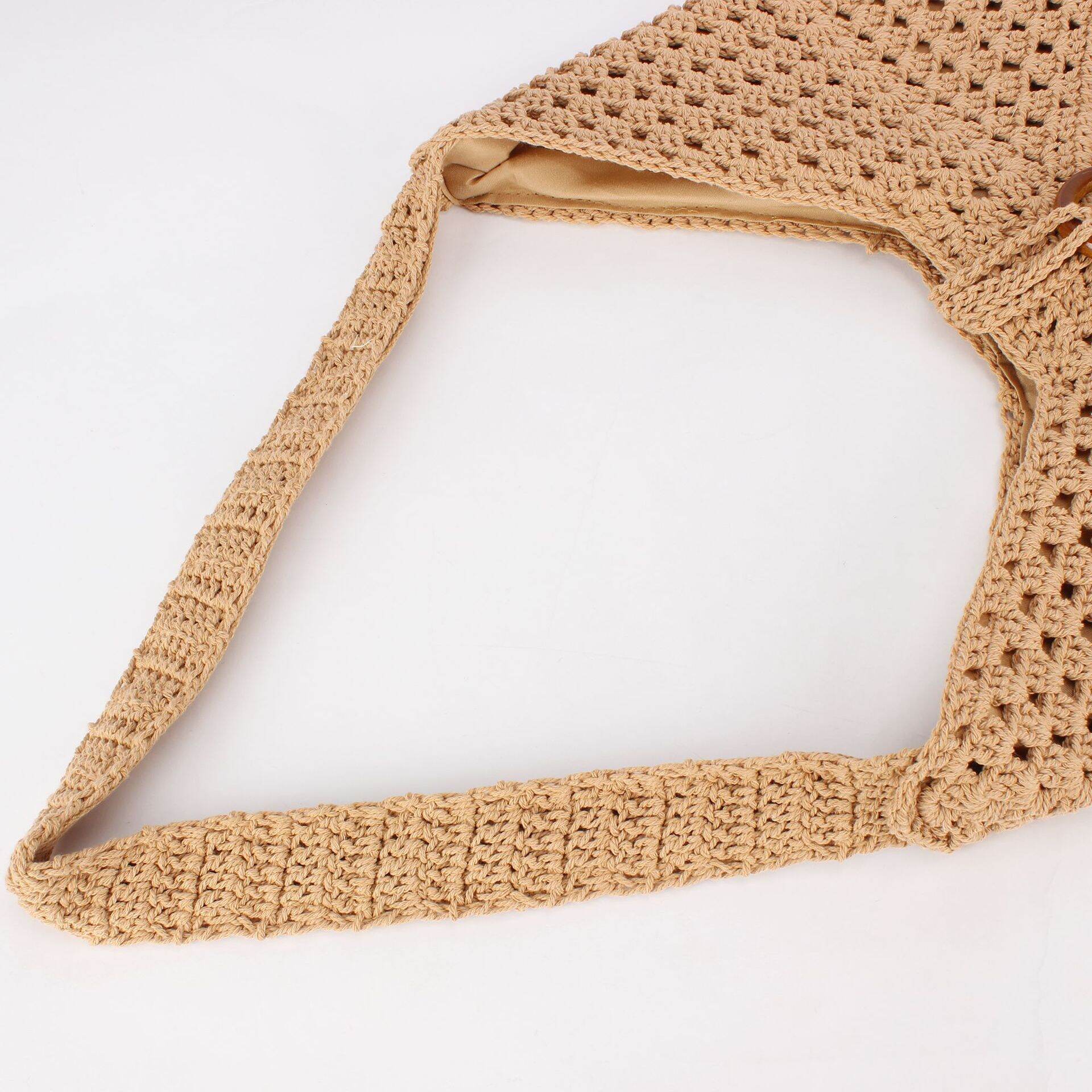 Classic Woven Cotton Wooden Hoop Women's Beach Bags Picture2