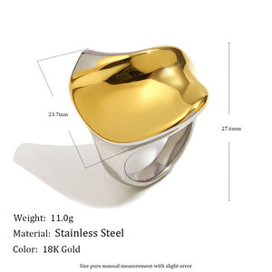 Distorted Shape Gold and Silver Color Stainless Steel Waterproof Statement Ring h5 Picture4