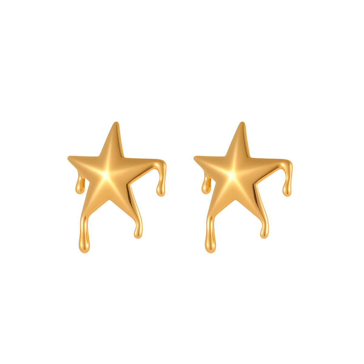 Classic Series Retro Irregular Shape Star Stainless Steel Waterproof Gold Color Women's Stud Earrings Picture5