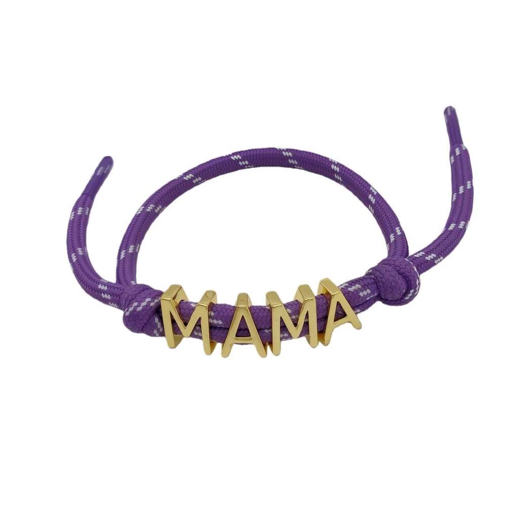 Klassieke MAMA-letterarmbanden van messing voor dames, gevlochten.