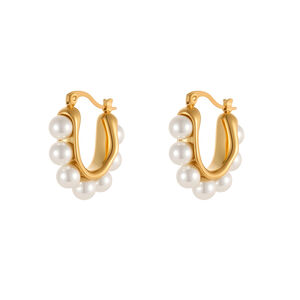 Classic Vacation Irregular Shape Horseshoe-shaped Stainless Steel Waterproof 18K Gold Women's Stud Earrings h5 Picture5