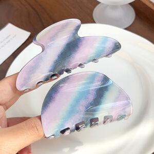Simple Series Retro Stripe Gradient Color Pvc Women's Hair Claws h5 Picture2