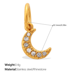 Simple Series Daily Sun Star Moon Stainless Steel Waterproof Gold Color Rhinestone Unisex Pendants h5 Picture2