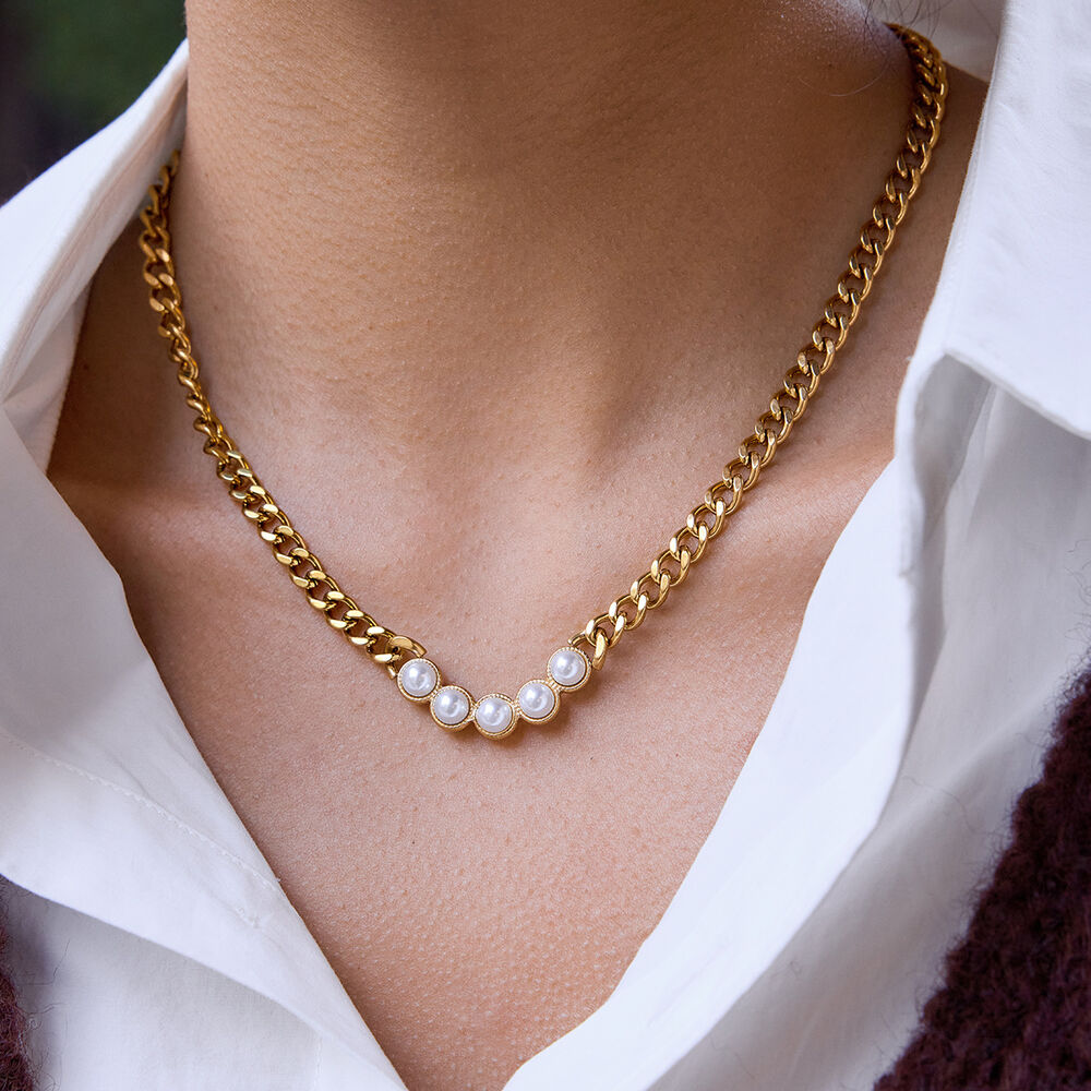 Daily Bold Chain Stainless Steel Waterproof&Anti-tarnish Gold Color Women's Chain Necklaces h5Picture4