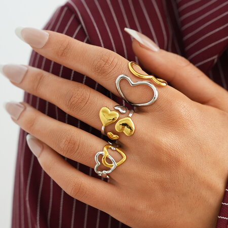 Einfacher Ring aus Edelstahl, wasserdicht, goldfarben, täglicher Herzring