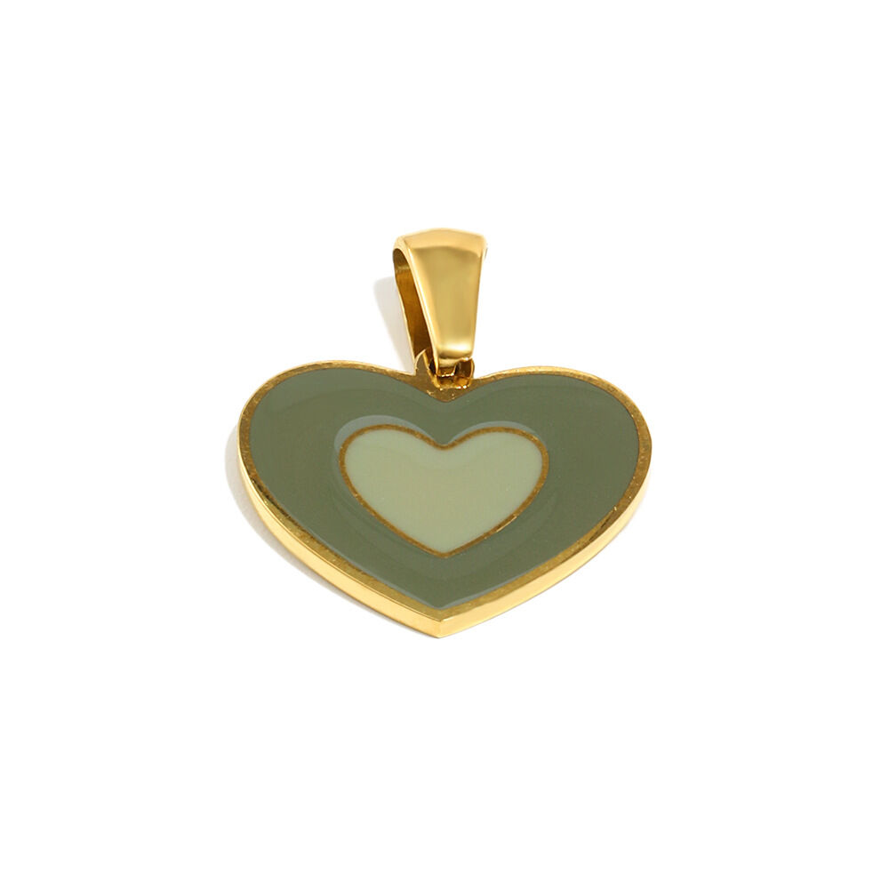 Oil-Dripping Heart Pendant - Gold - 1 