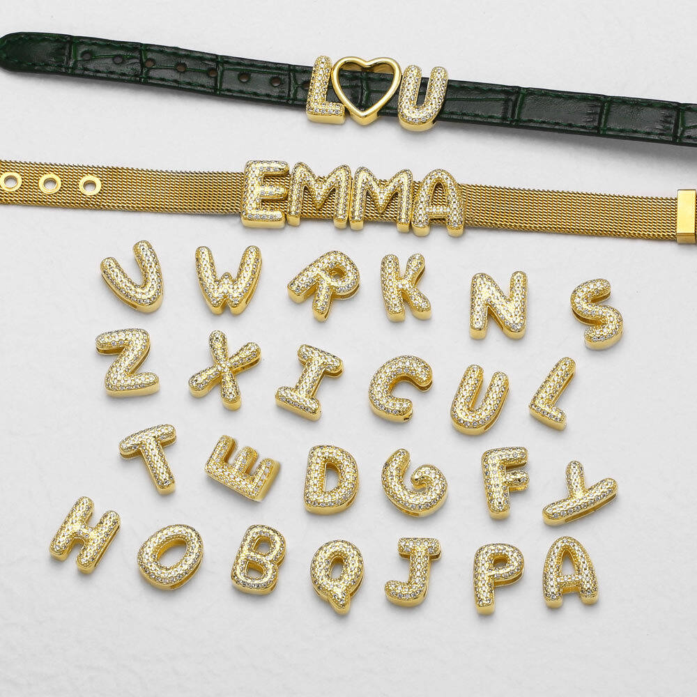 Luxurious DIY 26 - letter Alphabet Bracelet Copper Women's Charm Bracelets Picture3