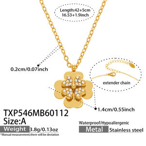 Classic Clover Stainless Steel Gold Color Zircon Waterproof&Anti-tarnish Women's Jewelry Sets h5