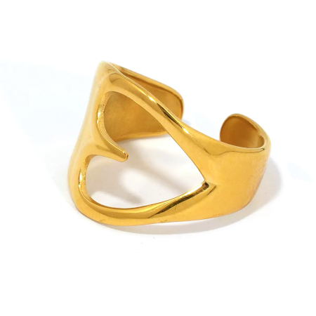 Anelli vintage da donna in acciaio inossidabile color oro, a forma di cuore, impermeabili, con sole giornaliero