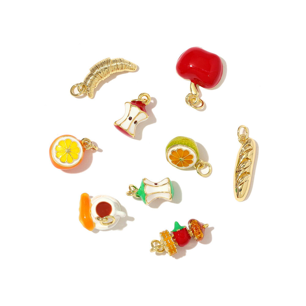 Colgantes de acero de titanio y oro con forma de fruta natural de verano para mujer h5Imagen5