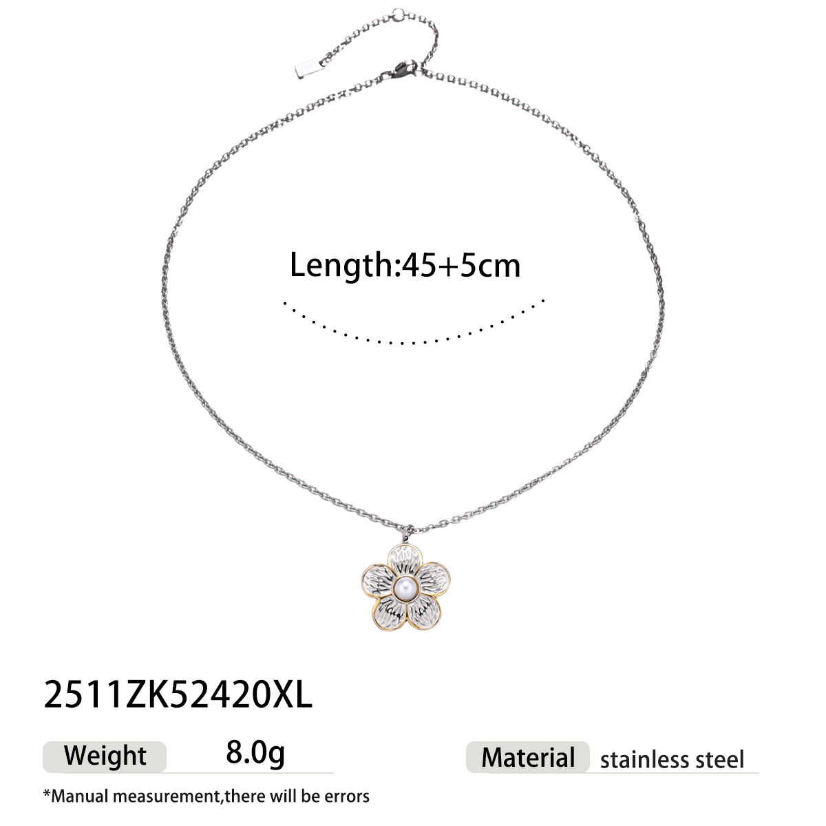 Retro Flower Heart Stainless Steel Waterproof Mixed Color Pendant Necklace h5 